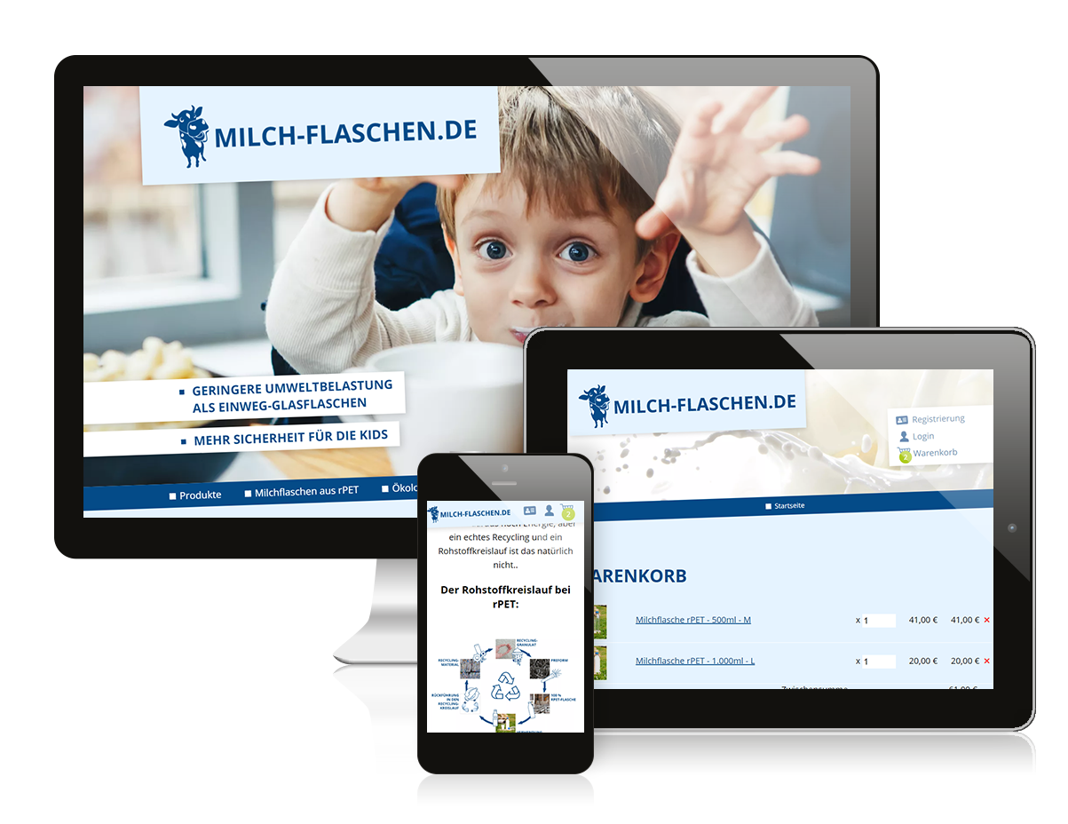 Referenz Webseite - Milch-flaschen.de LogoPlastic GmbH