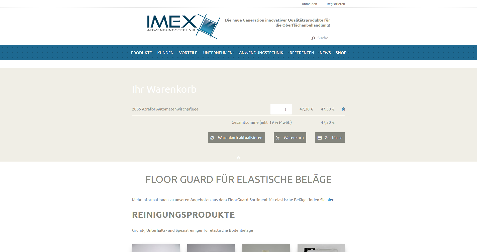 Integrierter Shop - Warenkorb